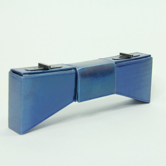 Metallic Blue Bow Clutch by Trang Phung - Picture 1 of 8